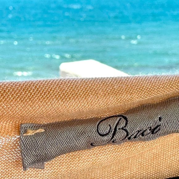 Baci elegant silk long sleeve Sheer Beige overlay top - Picture 6 of 6